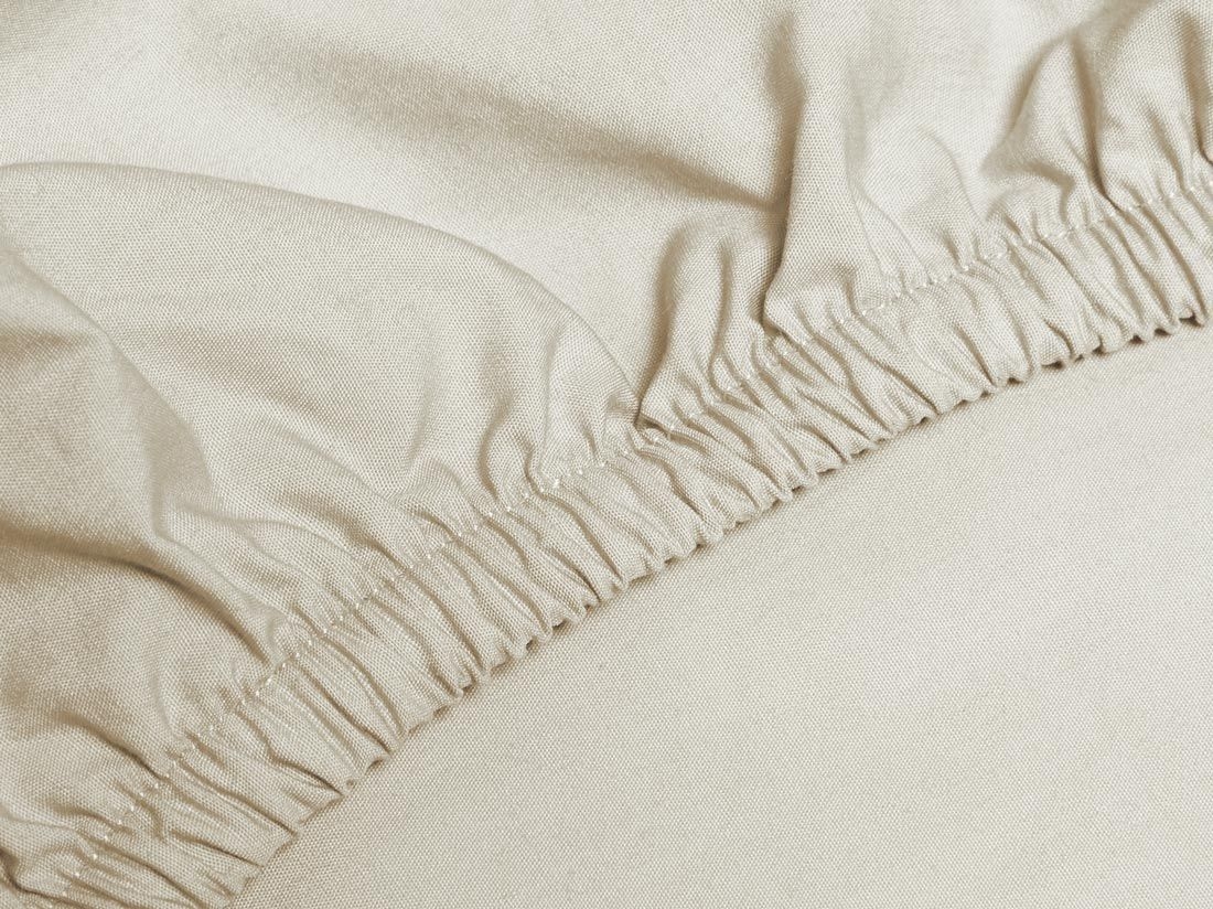 Hoeslaken katoen satijn sandy grey