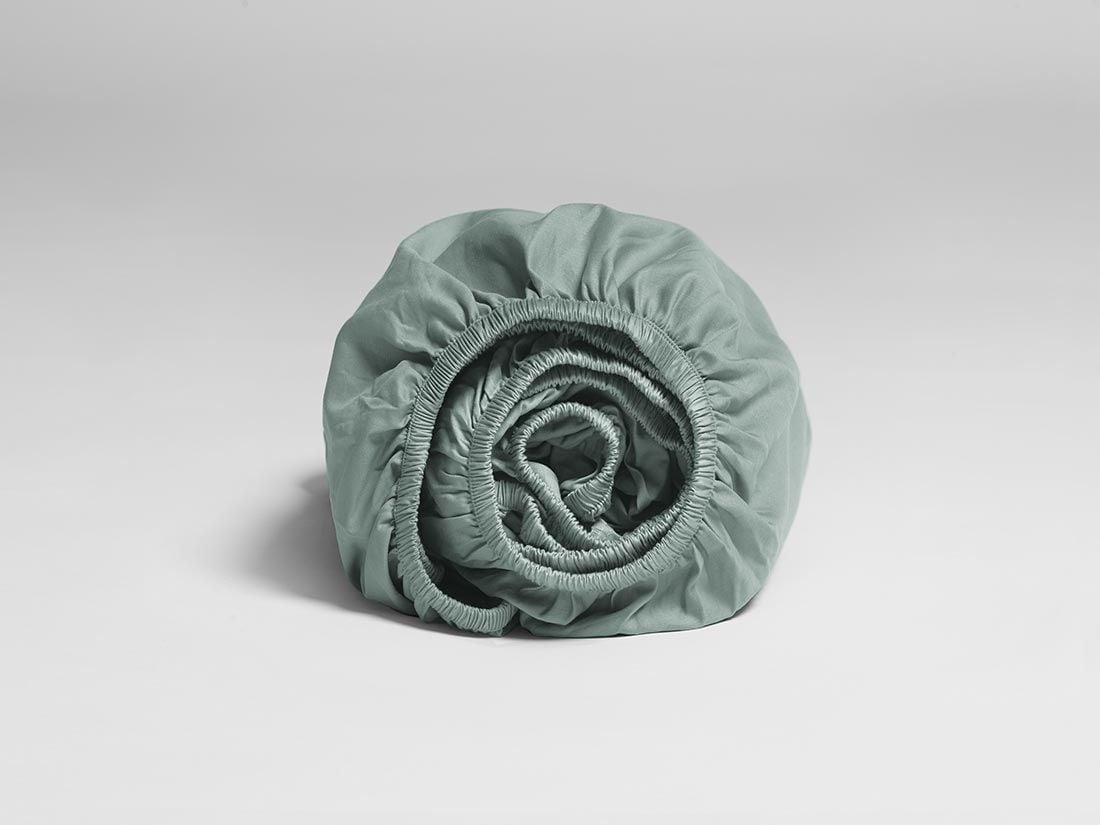 Hoeslaken katoen satijn sea green