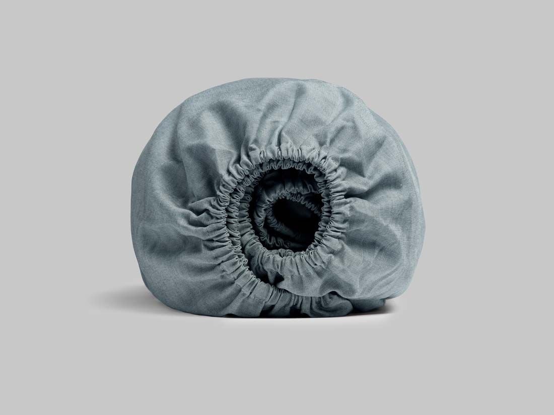 Hoeslaken katoen TENCEL™ green chambray