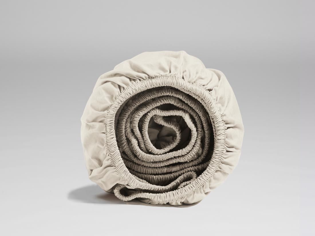 Hoeslaken extra hoog percal katoen white sand