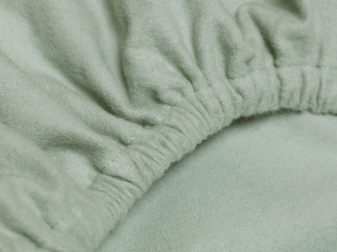 Drap-housse flanelle de coton vert pâle 90x210x30