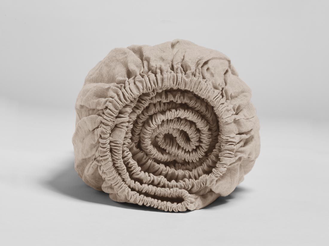 Drap-housse lin lavé rose poussiéreux 90x210x30