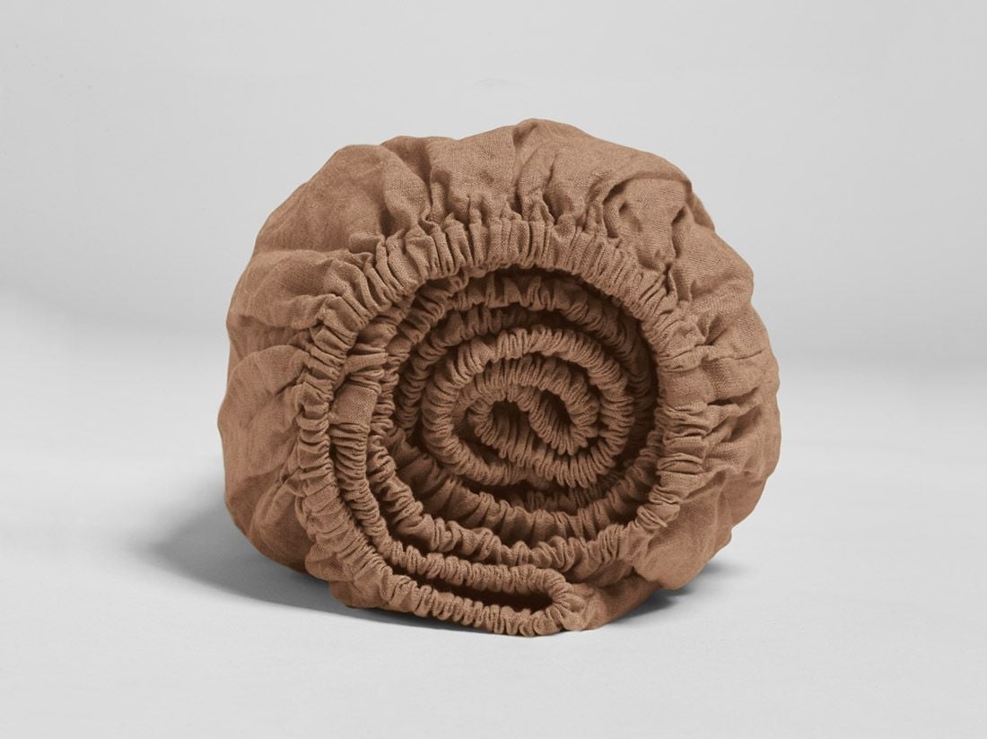Drap-housse lin lavé noisette 90x200x30
