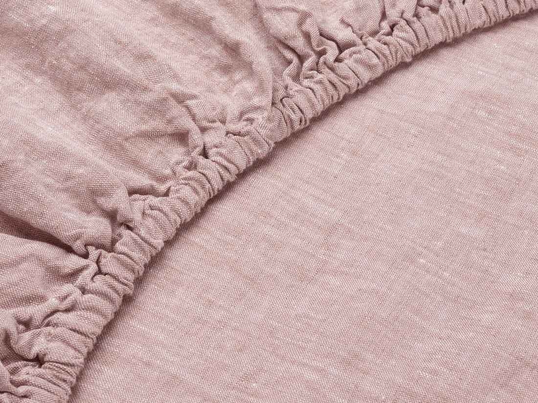Hoeslaken gewassen linnen rose chambray