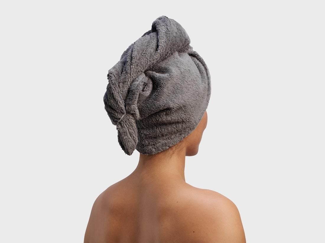 Haarhanddoek terry dark grey