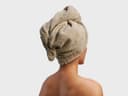 Haarhanddoek terry warm taupe