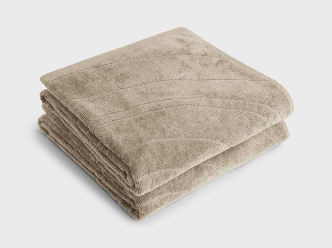 Serviettes de toilette en velours taupe classique 50x100 - 2 pcs