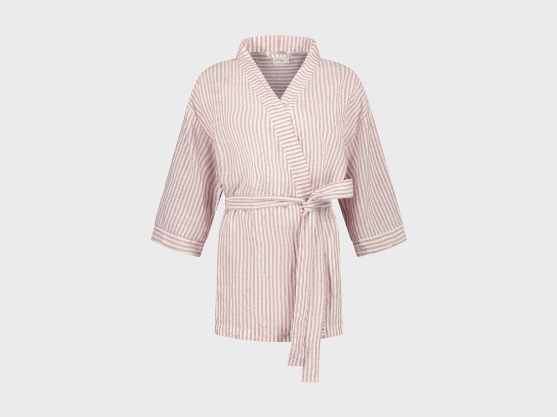 Kimono jasje gewassen linnen rose stripe