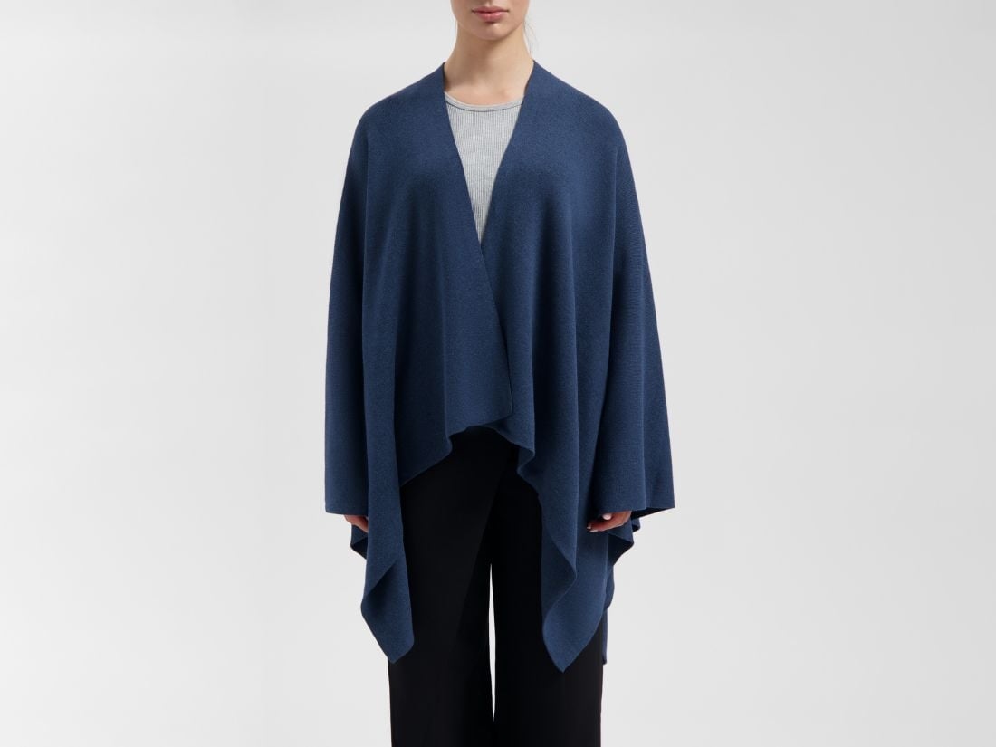 Poncho gebreid katoen navy melange