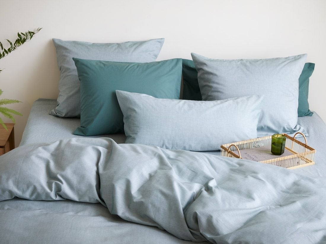 Dekbedovertrek katoen TENCELâ„¢ green chambray