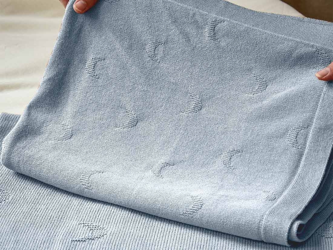 Babydeken katoen moon faded blue 75x100