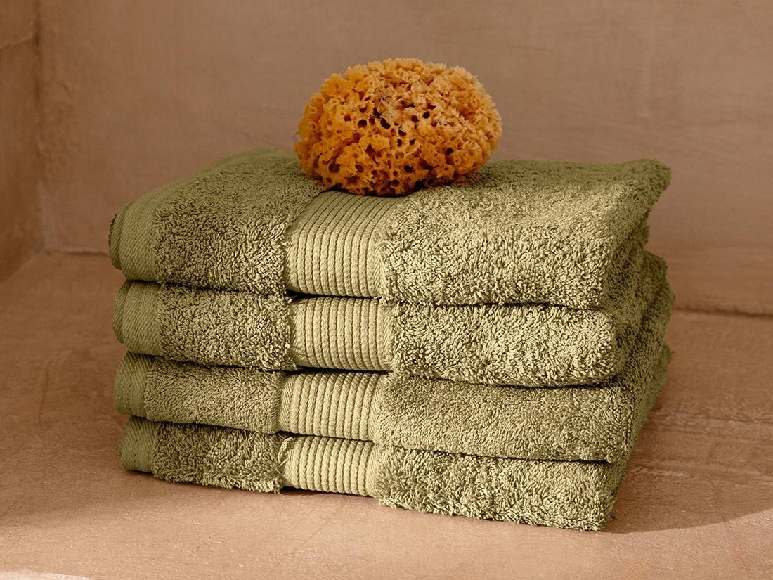 Handdoeken terry olive green 50x100