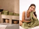 Drap de bain éponge vert olive 100x150 - 1 pc