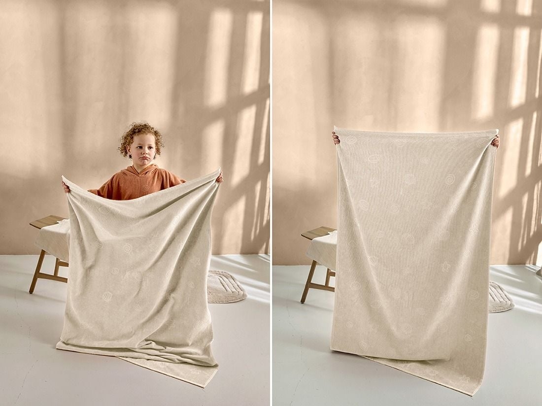 Strandlaken velours seashell soft sand 86x140