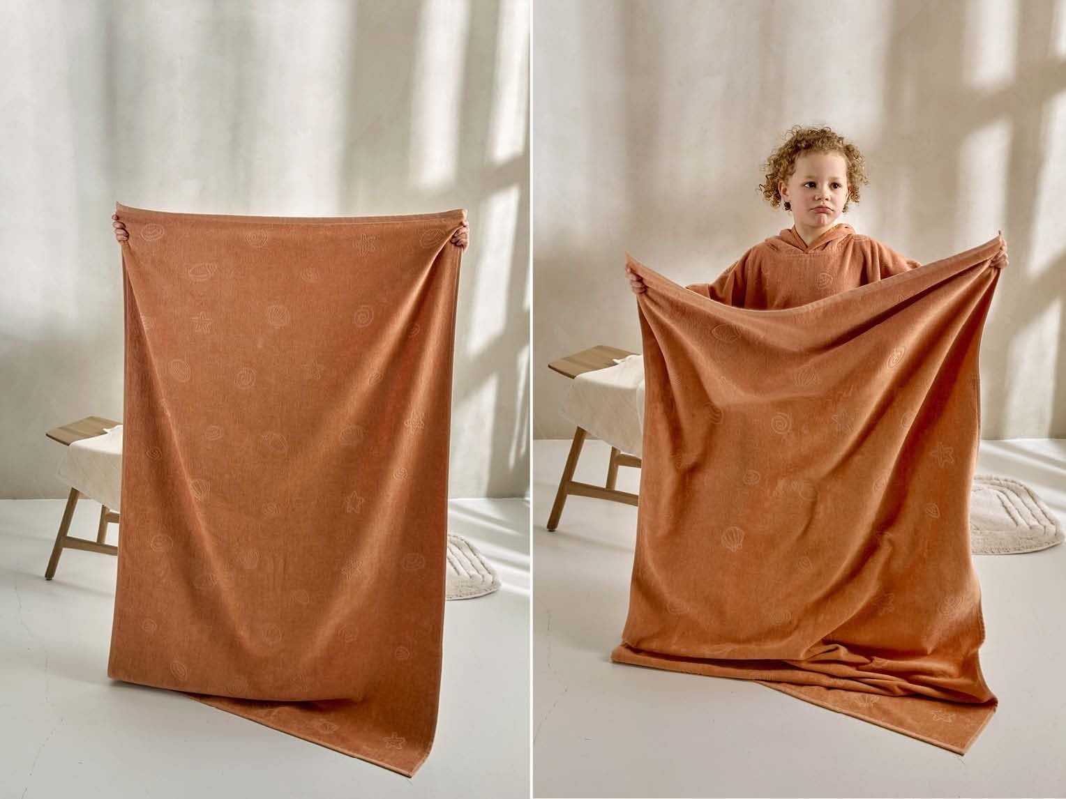 Strandlaken velours seashell terracotta 86x140