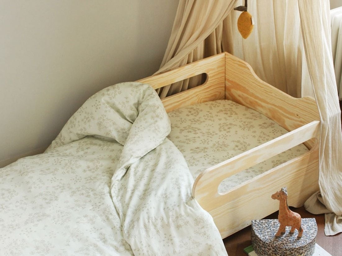 Housse de couette enfant satin de coton fleur naturelle 100x135