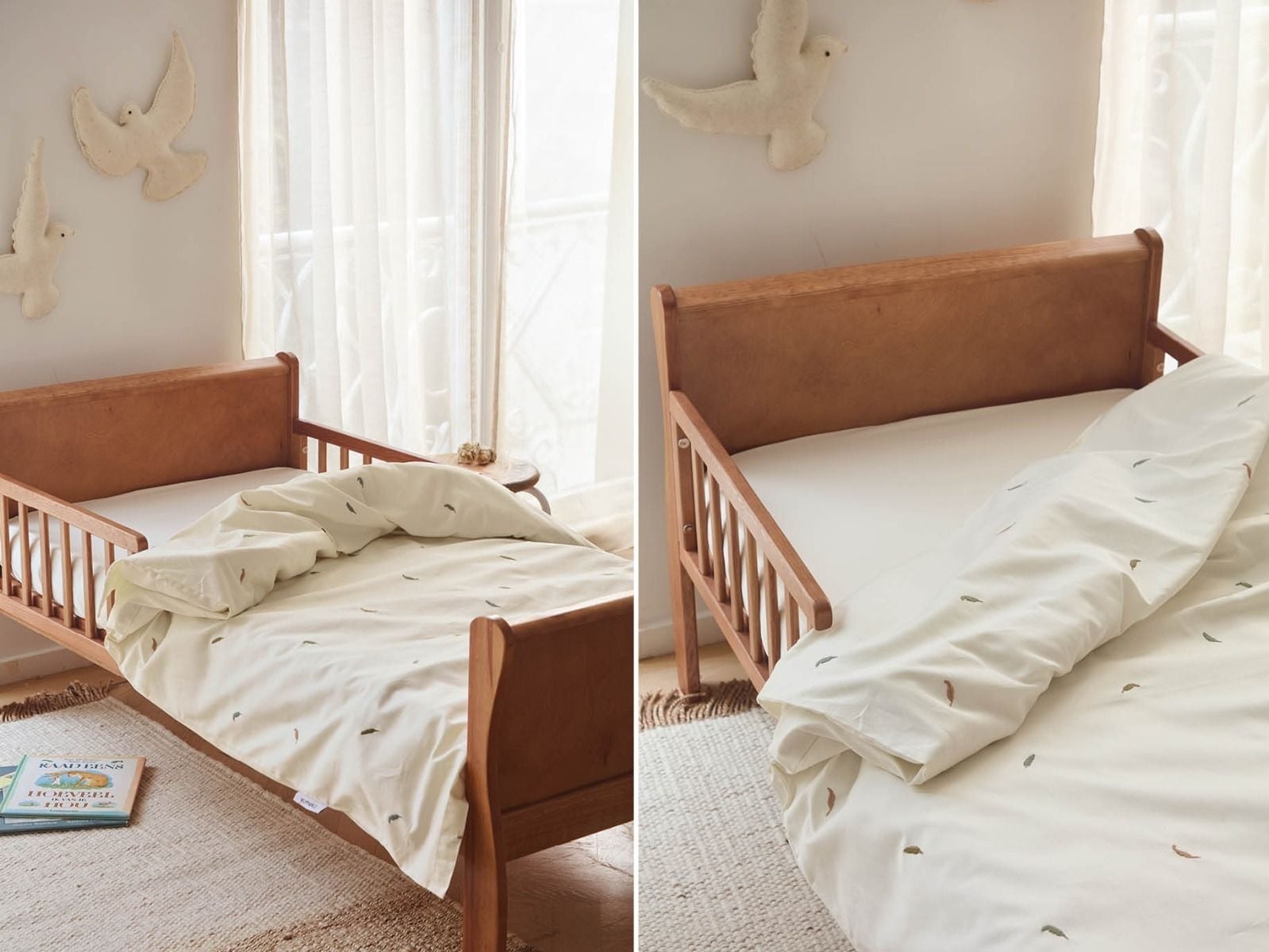 Kinderdekbedovertrek katoen satijn multicolour feather