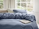 Parure de lit satin de coton bleu brumeux