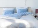 Housse de couette satin de coton double face bleu