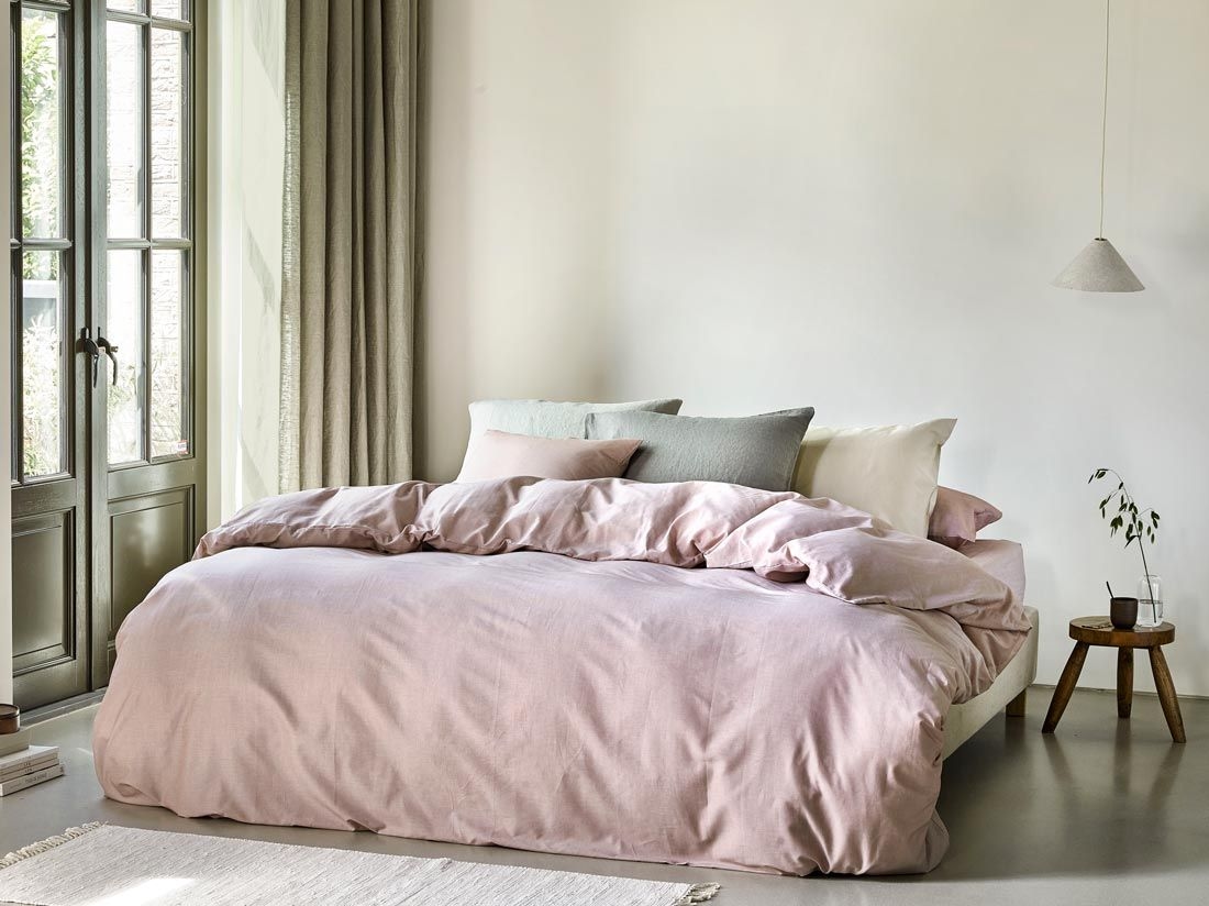 Parure de lit coton TENCEL™ rose chambray 200x220 + 2/60x70