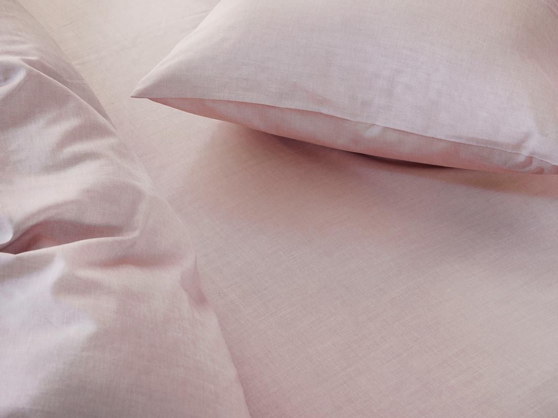 Drap-housse coton TENCEL™ rose chambray