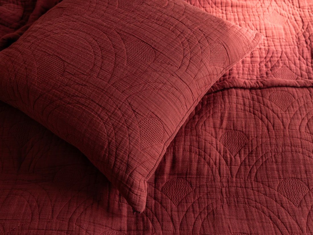 Housse de coussin décoratif en mousseline de coton arc bordeaux 50x50