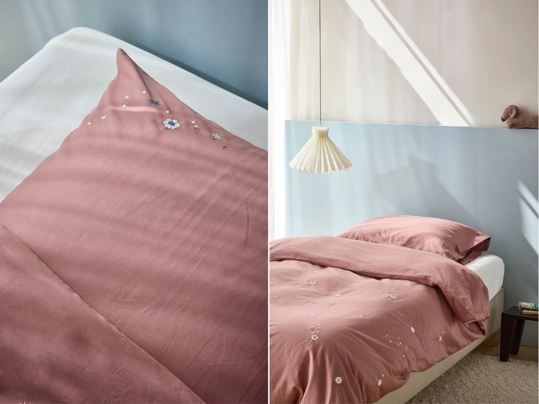 Dekbedovertrek katoen satijn blush rose starry flow