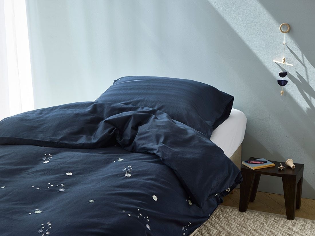 Dekbedovertrek katoen satijn blueberry starry flow