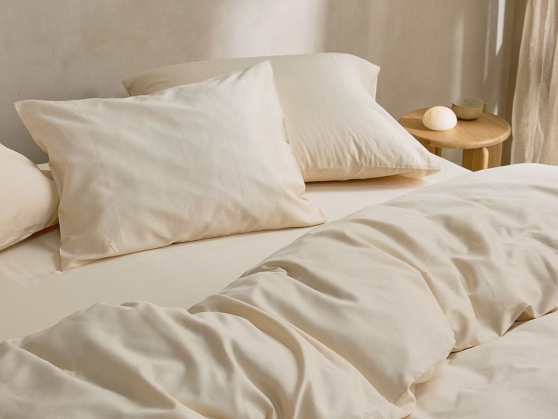 Dekbedovertrek katoen satijn almond milk