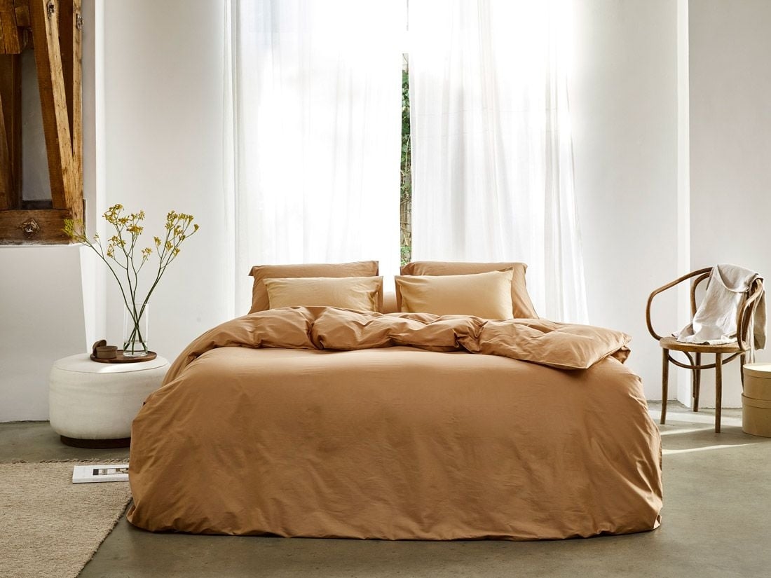 Parure de lit satin de coton caramel