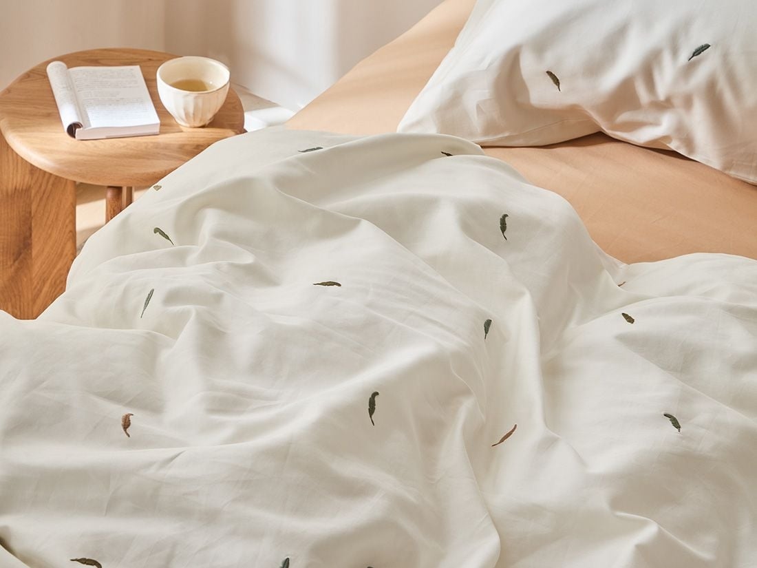 Parure de lit satin de coton plume multicolore