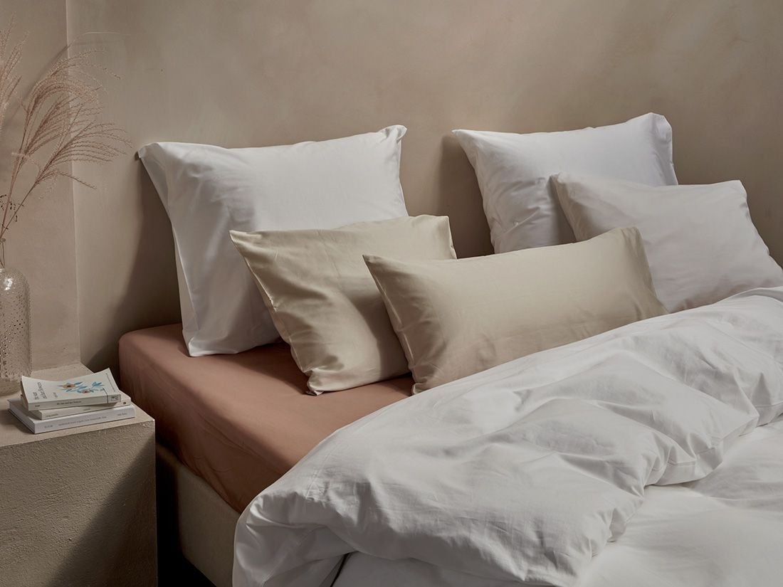 Parure de lit satin de coton blanc pur