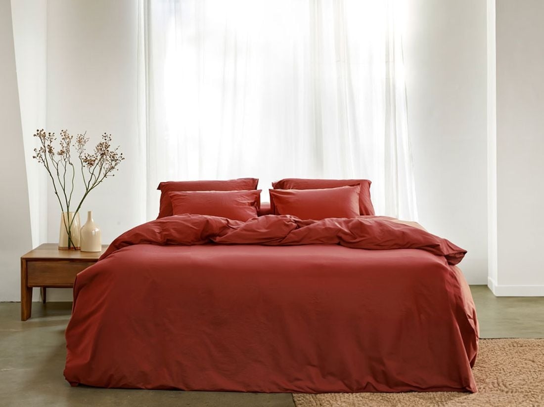 Parure de lit satin de coton rouge éclatant 140x220 + 1/60x70