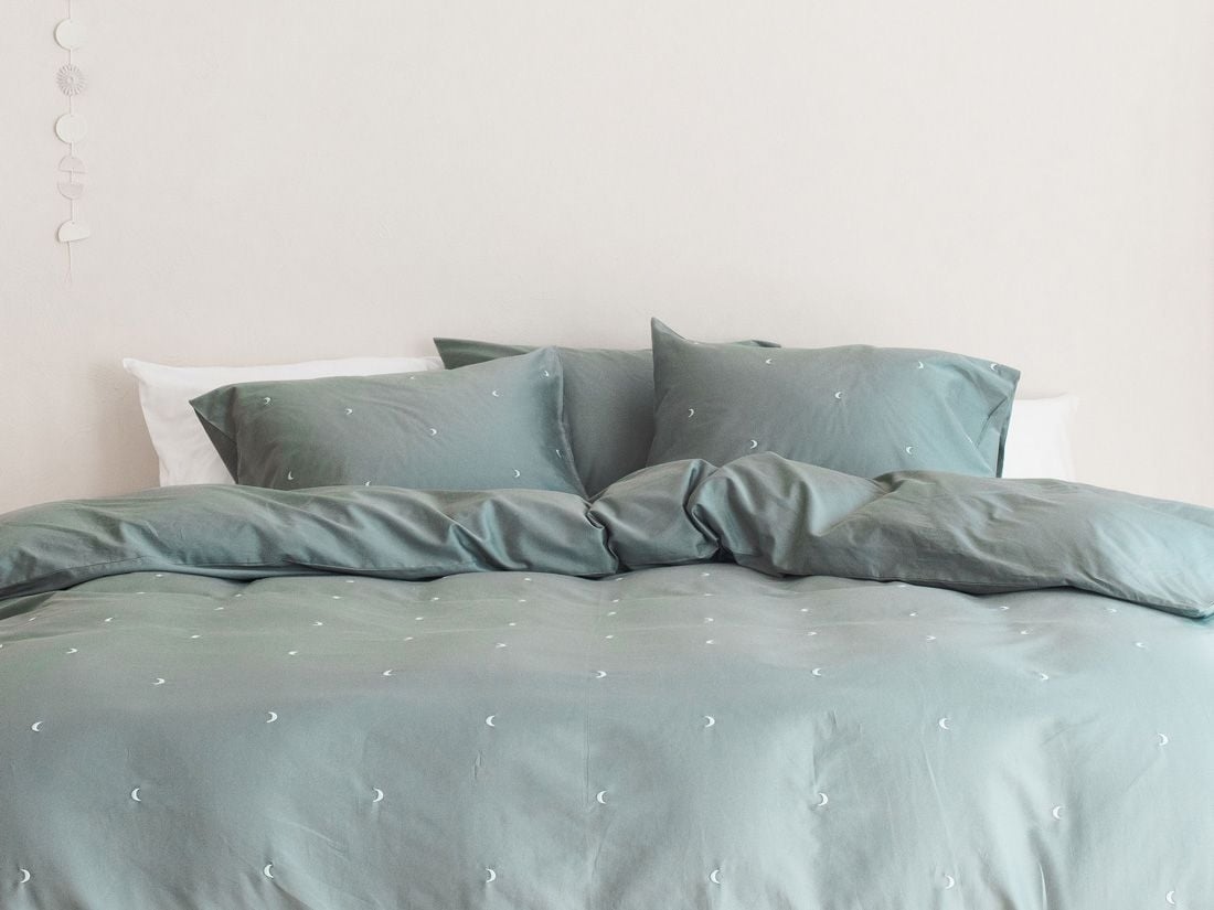 Dekbedovertrek katoen satijn sea green moon