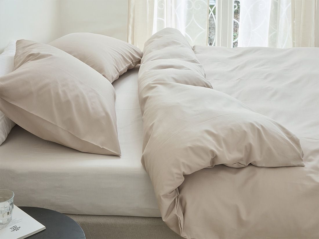 Dekbedovertrek katoen TENCELâ„¢ sandy taupe