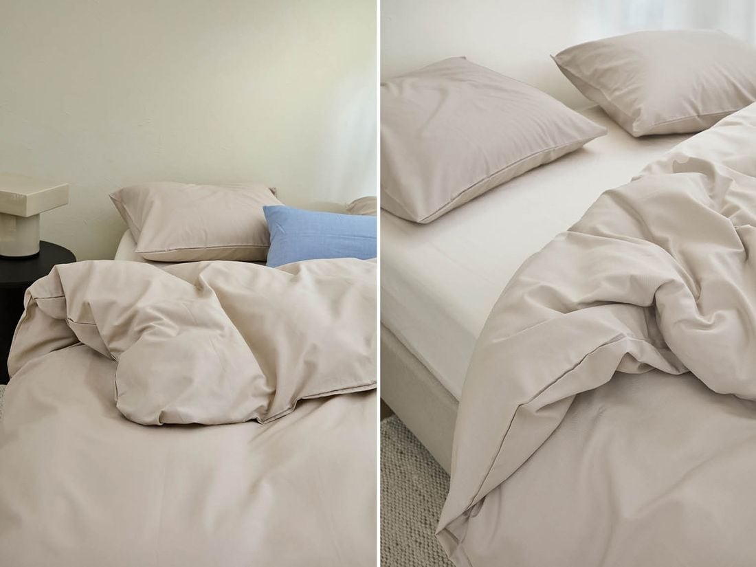 Dekbedovertrek katoen TENCELâ„¢ sandy taupe