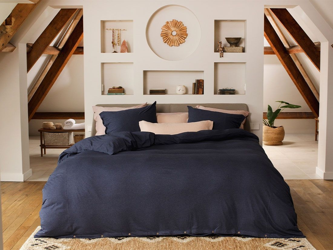 Dekbedovertrek jersey indigo blue