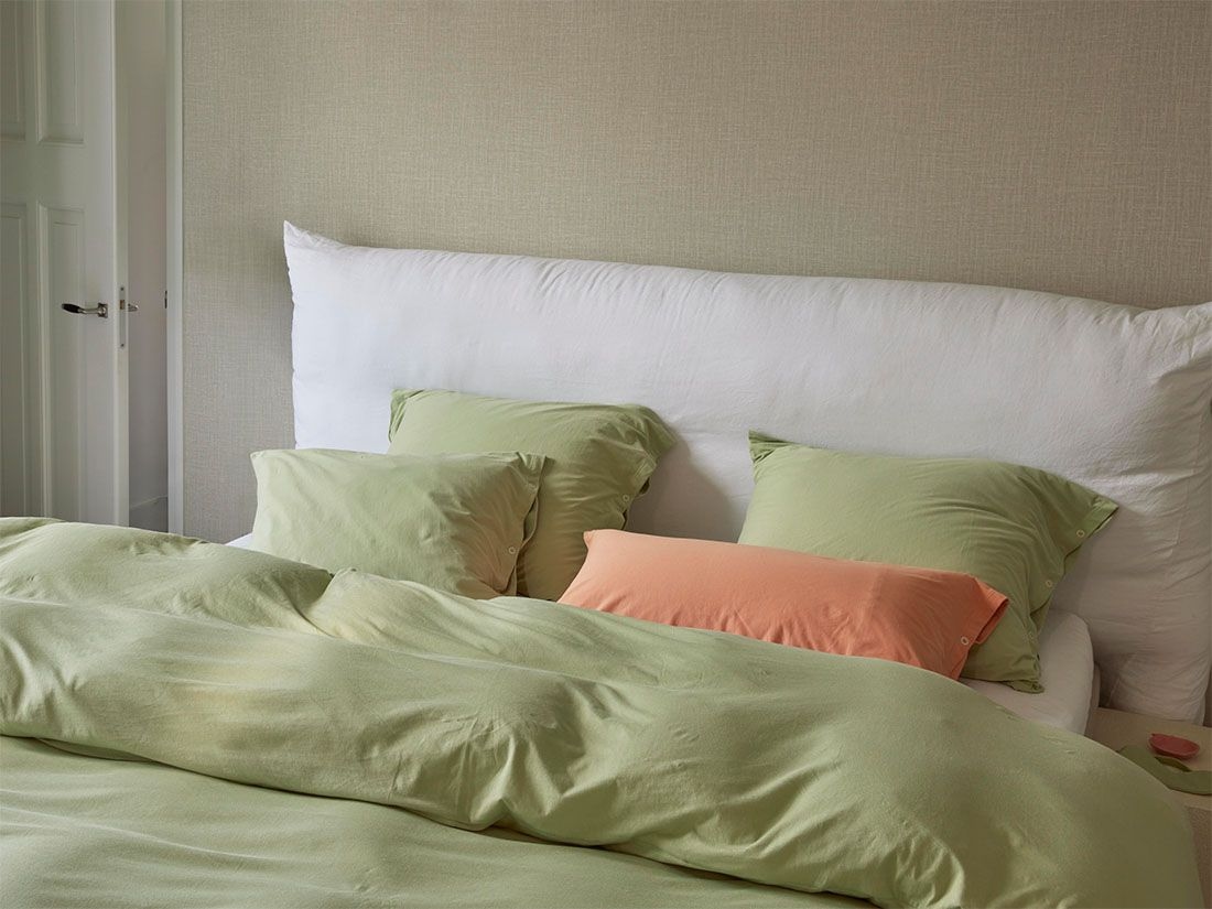 Parure de lit jersey vert pistache