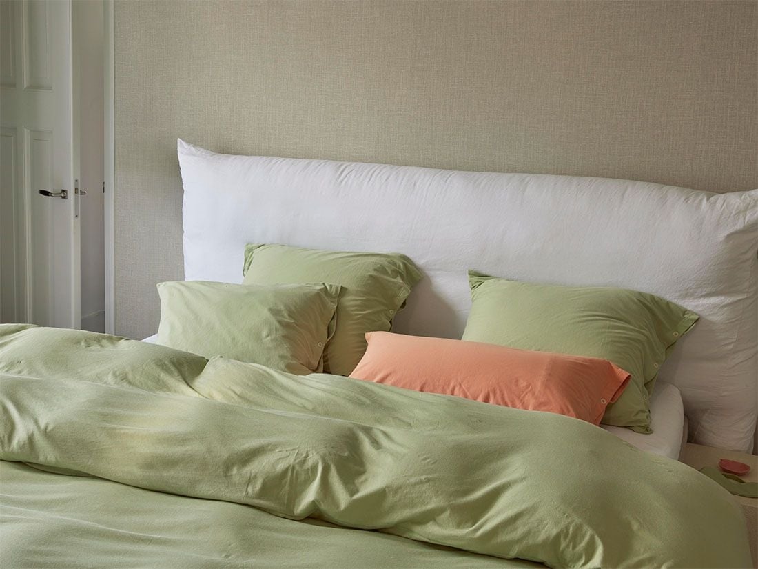 Parure de lit jersey vert pistache 200x220 + 2/60x70