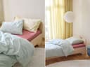 Housse de couette enfant percale de coton bleu pétillant