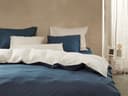 Dekbedovertrek percal katoen double face blue/sand