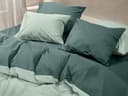 Parure de lit percale de coton double face vert jade/forêt