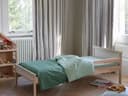 Housse de couette enfant percale de coton double face vert jade/forêt