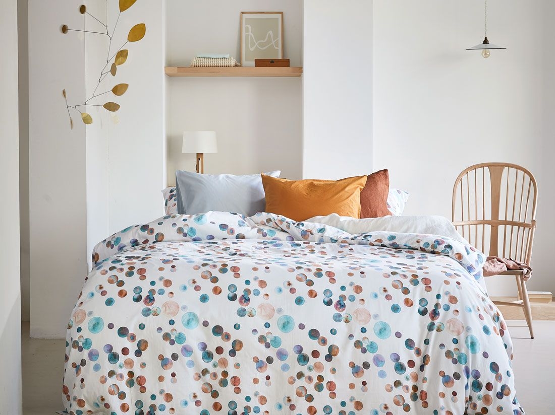 Dekbedovertrek percal katoen watercolor dots - zonder slopen