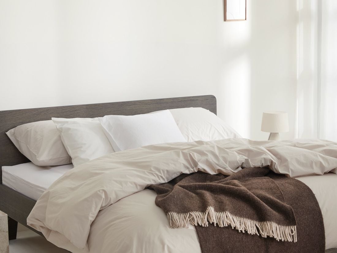 Housse de couette percale de coton blanc sable