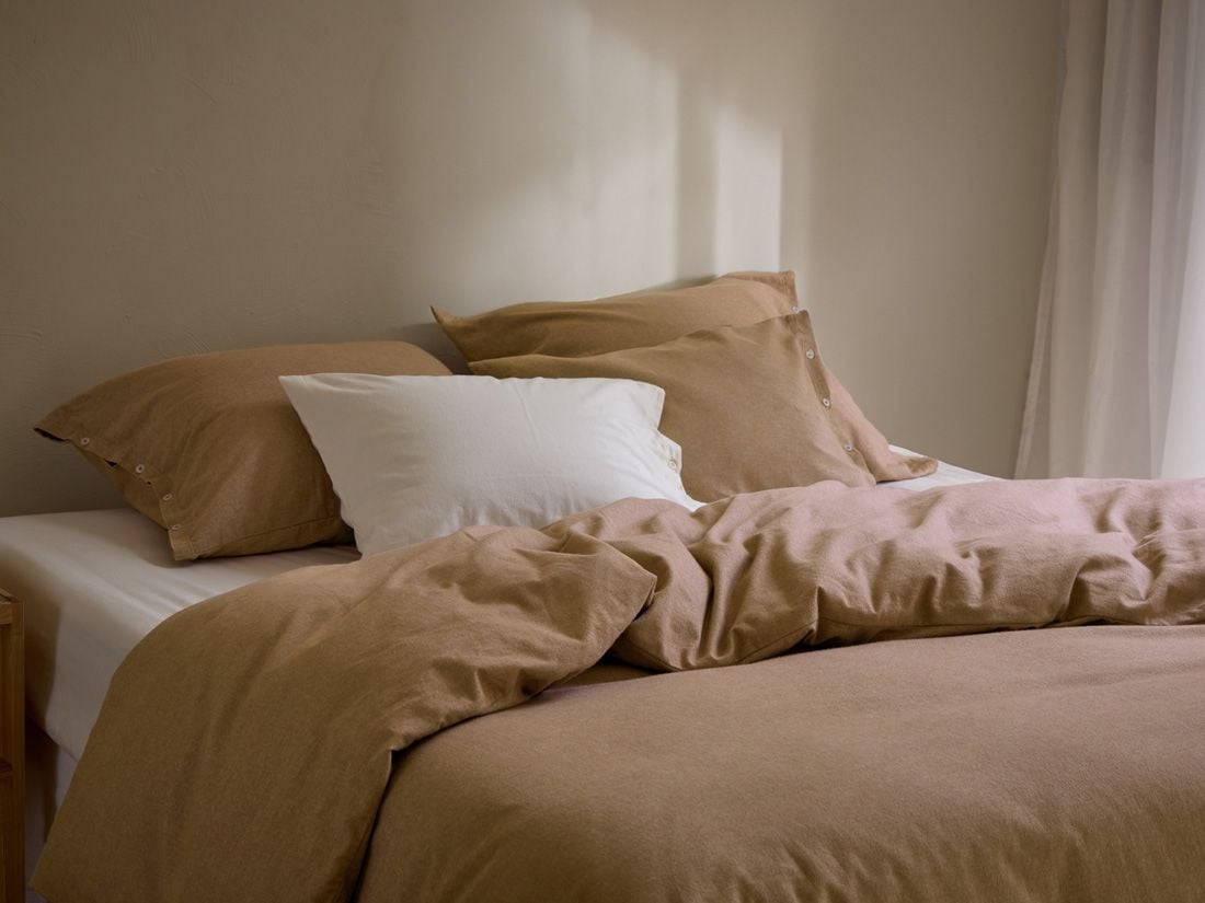 Parure de lit flanelle de coton miel chambray