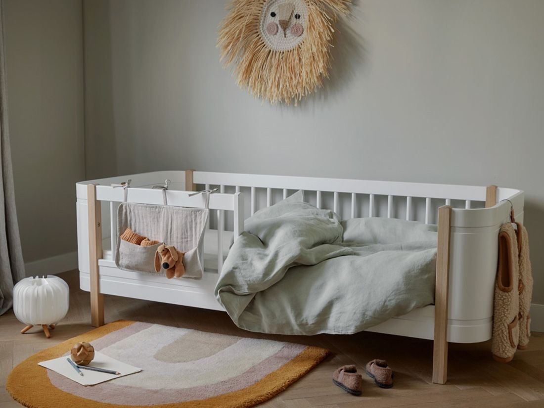 Housse de couette enfant lin lavé vert brumeux