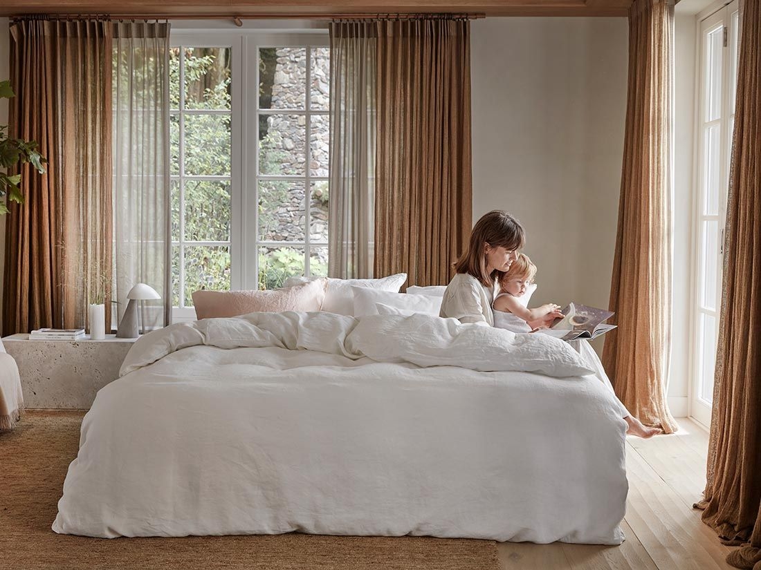 Dekbedovertrek gewassen linnen pure white