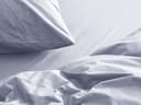 Drap-housse percale de coton bleu lavande