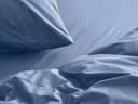 Drap-housse percale de coton bleu serein